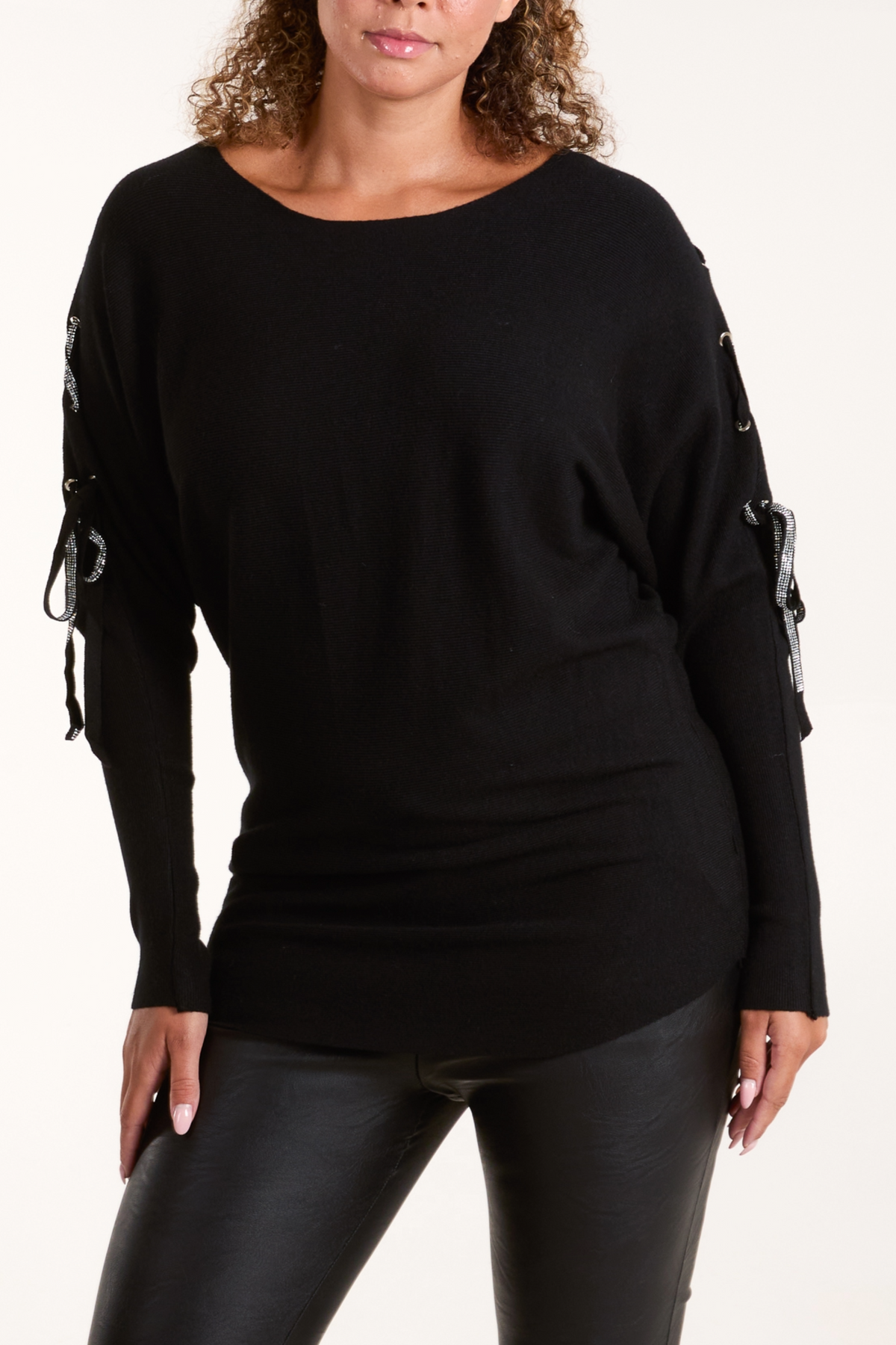 Diamante Tie Sleeve Jumper