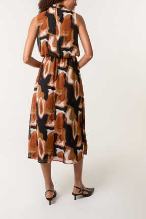 Abstract Sleeveless Puffball Dress