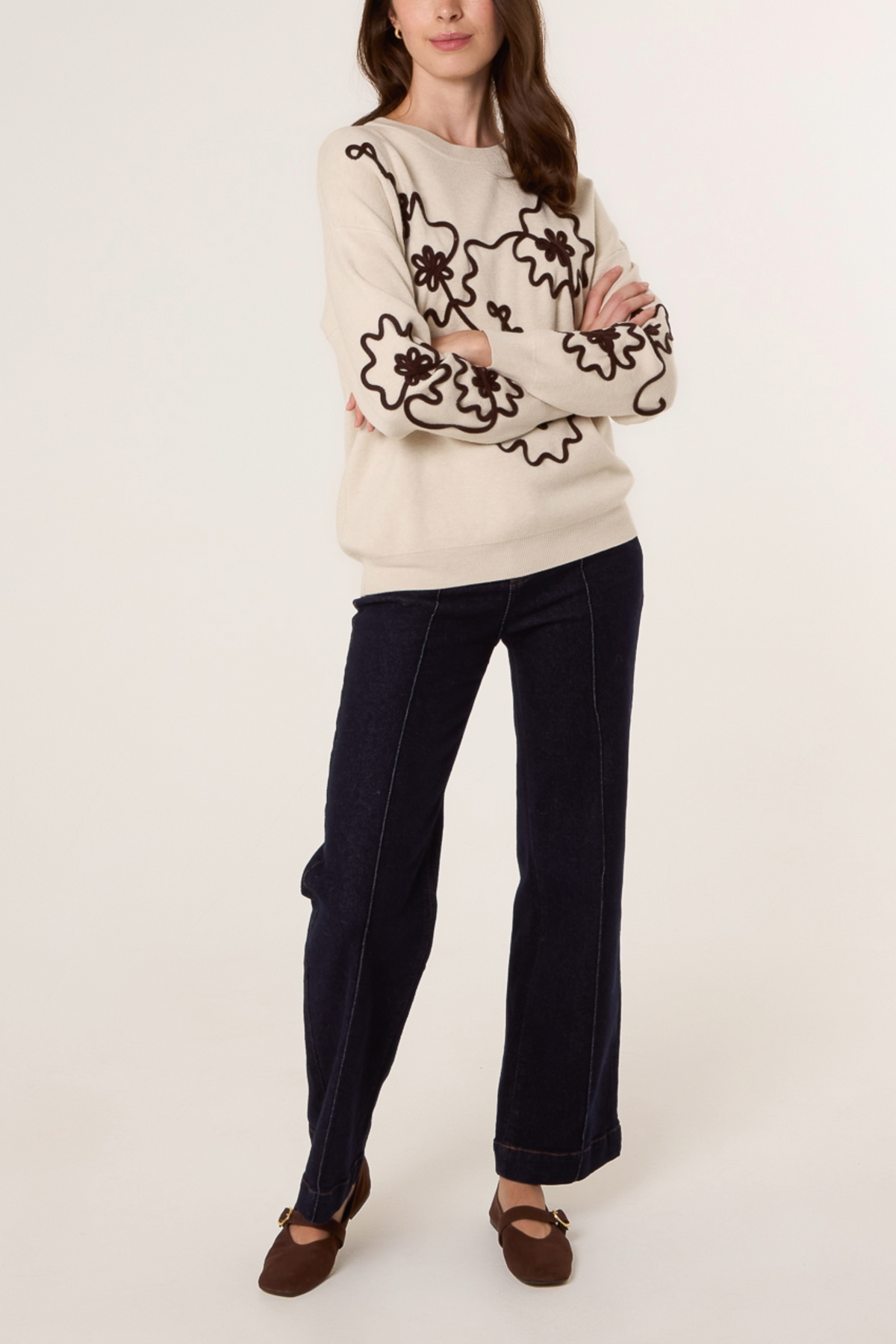 Abstract Floral Embroidered Jumper