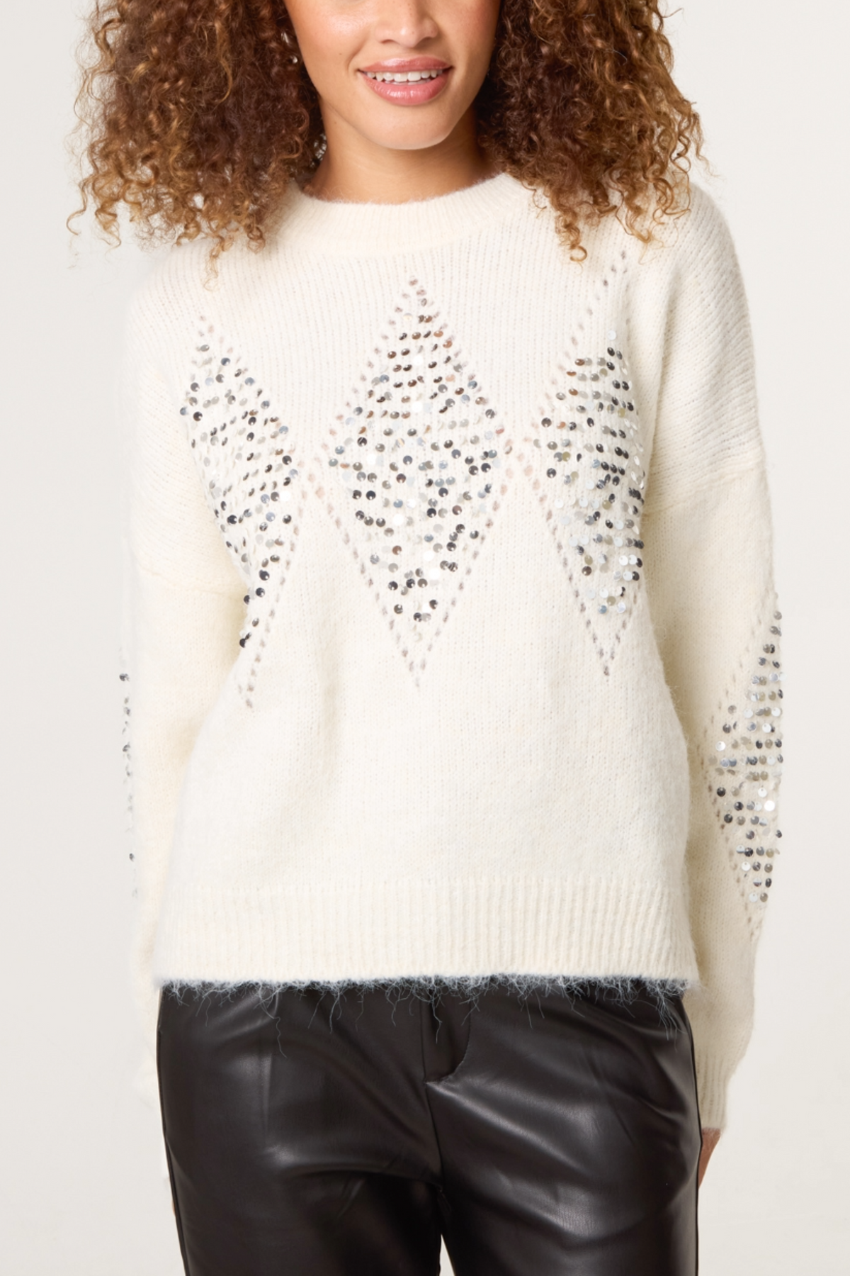 Sequin Diamond Knit Jumper