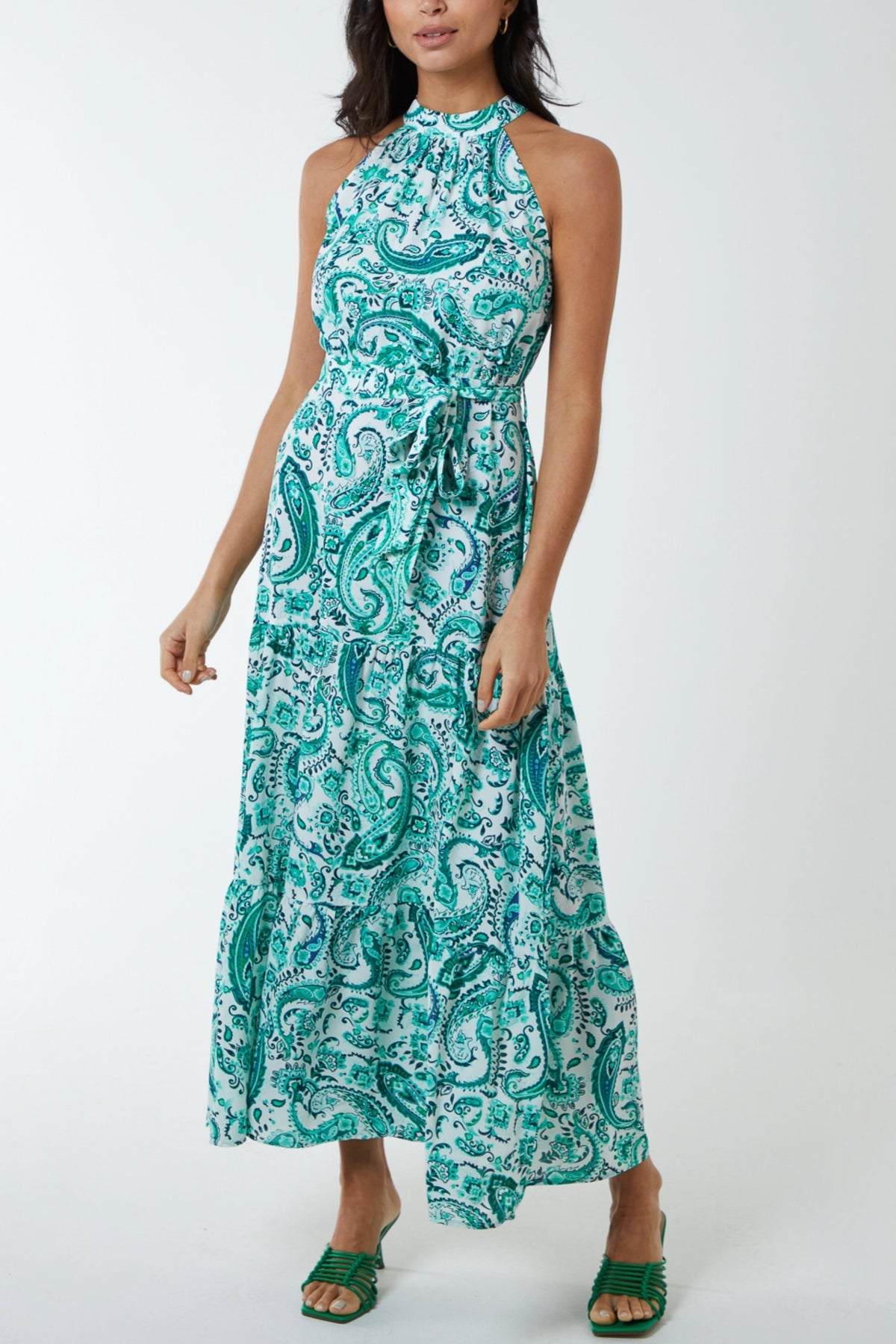 Halterneck Paisley Print Maxi Dress