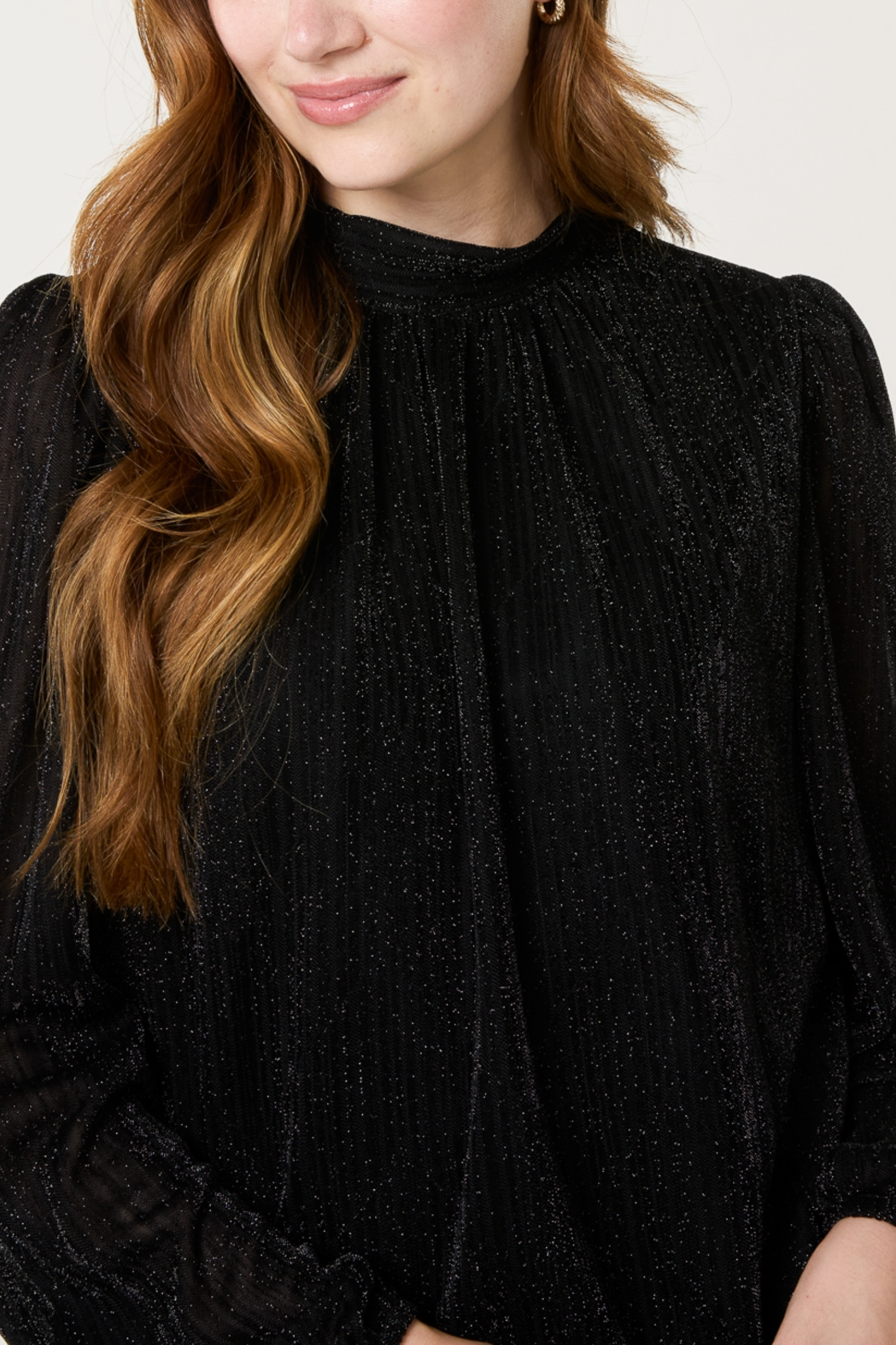 Sparkle Lurex High Neck Puffball Top
