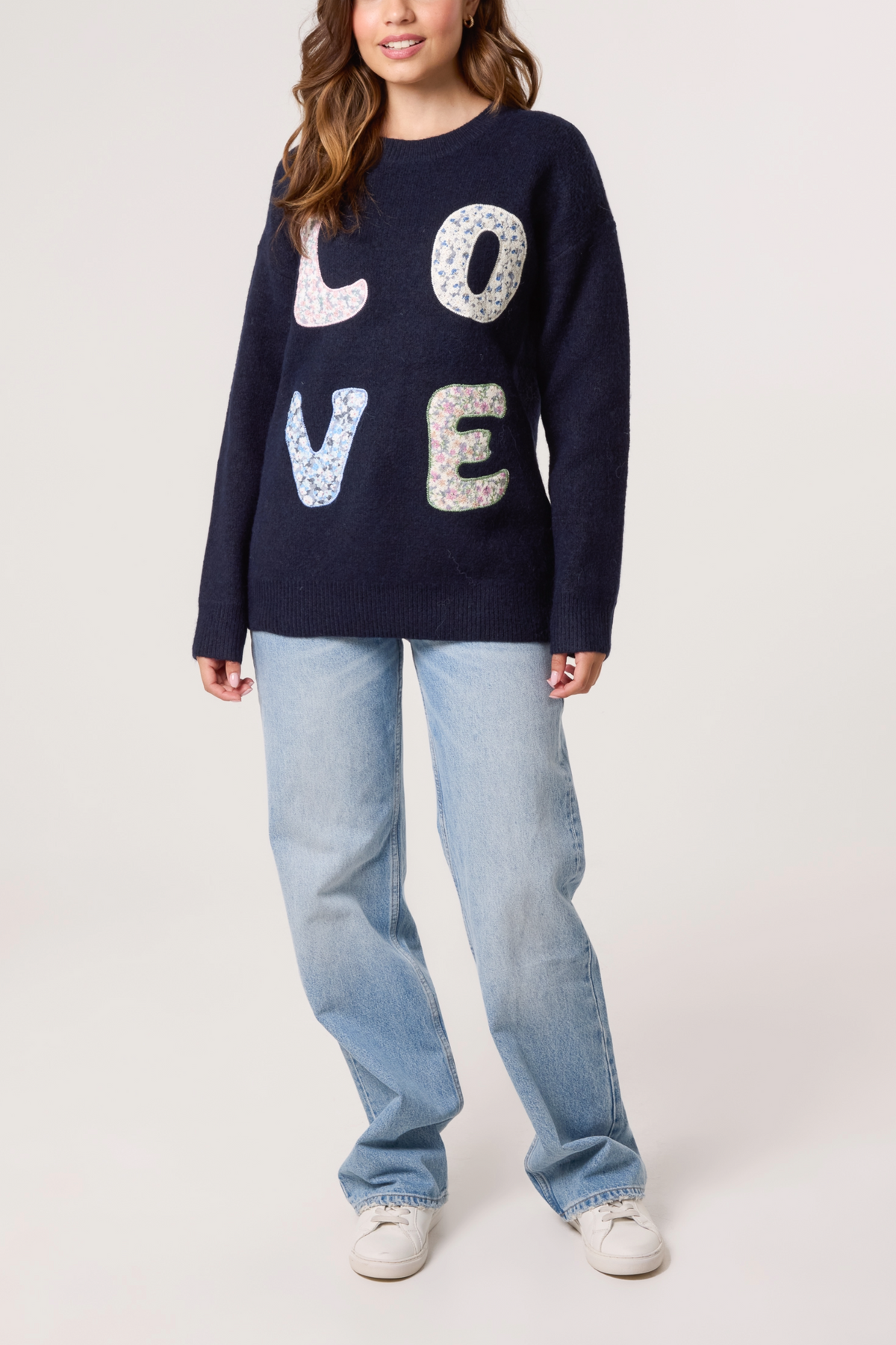 Embroidered Flower 'LOVE' Knit Jumper