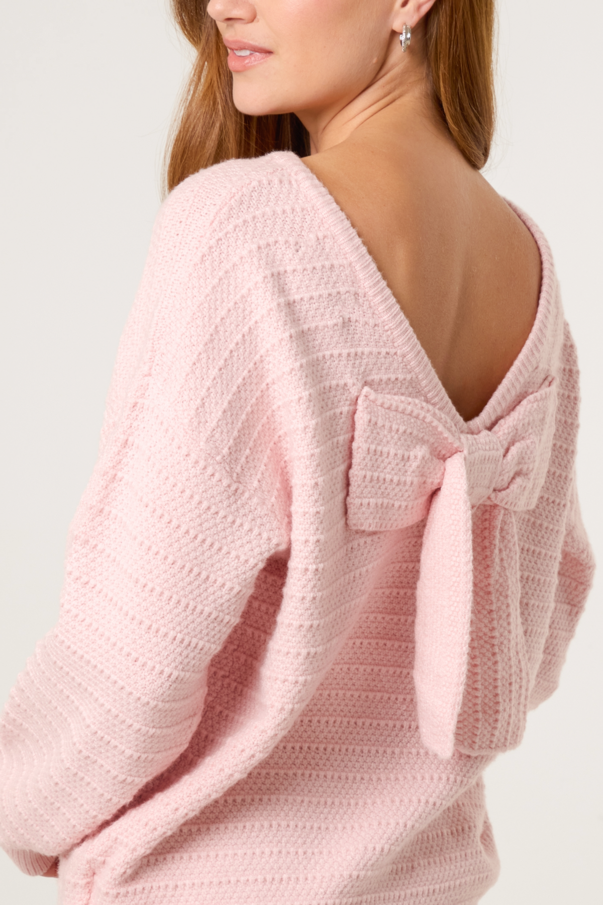 Textured Knit Bow Back Jumper