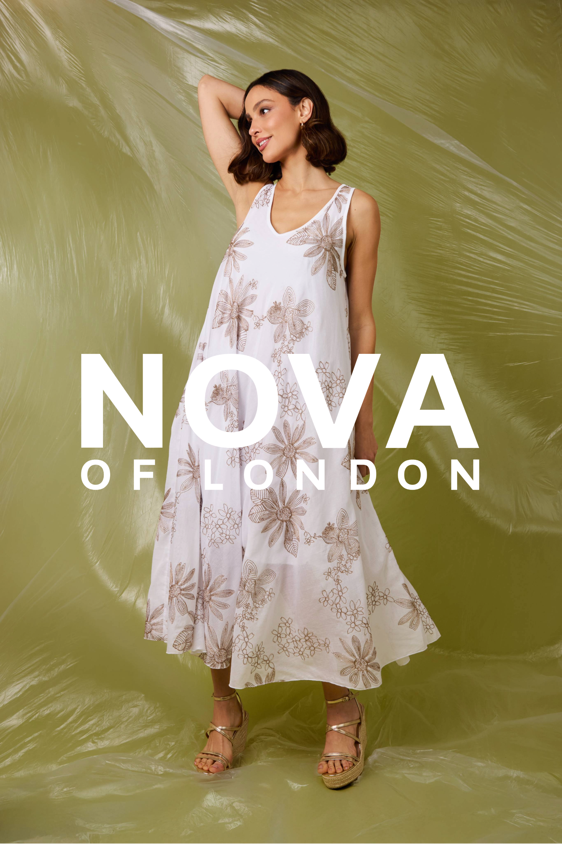Floral Embroidery Cotton A-Line Dress