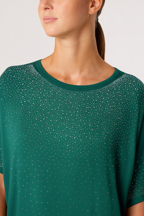 Diamante Embellished Round Neck Top