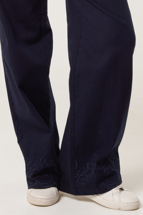 Floral Embroidered Wide Ankle Jeans