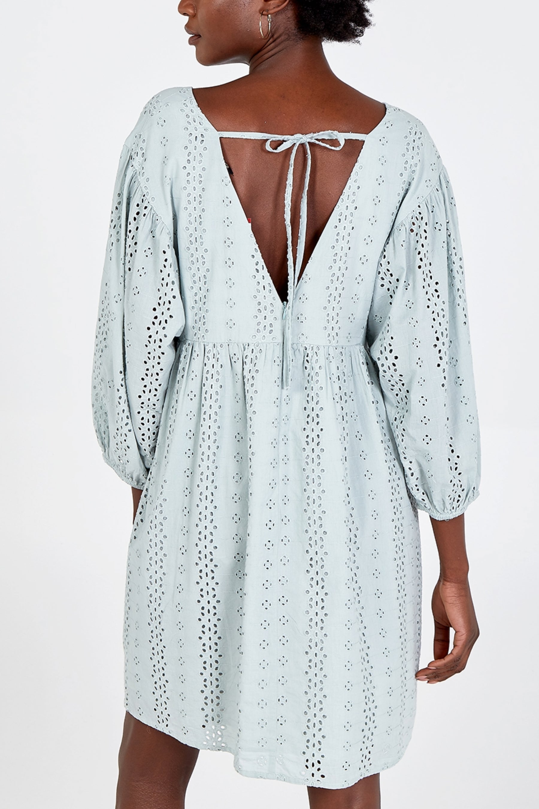 Mint Plunge Babydoll Mini Dress