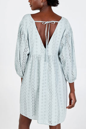 Mint Plunge Babydoll Mini Dress