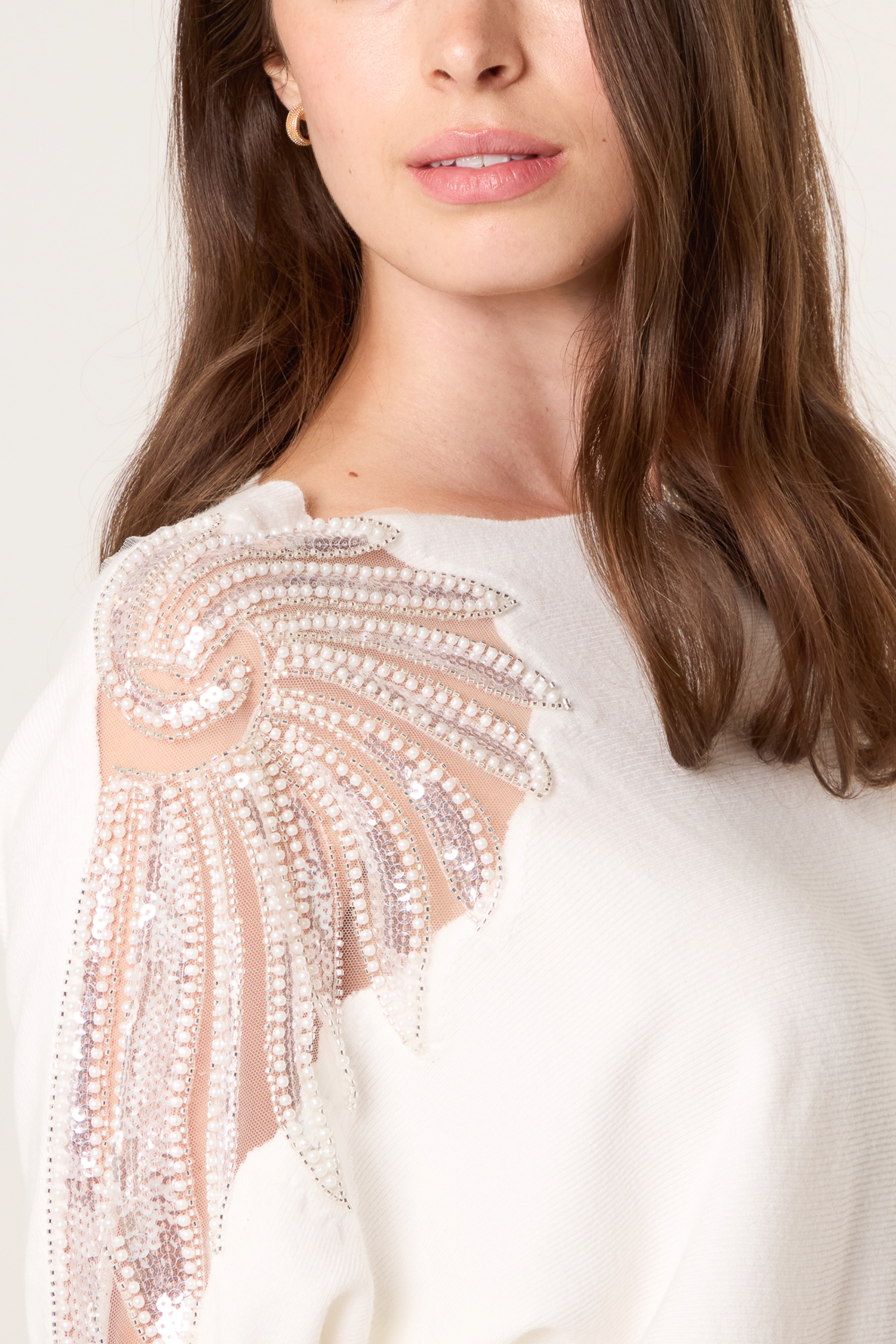 Embellished Cut Out Shoulder Jumper