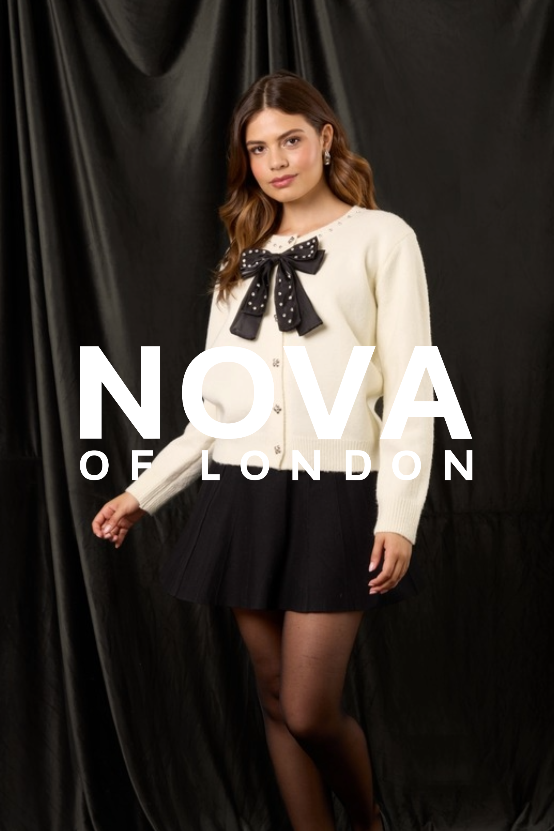 Embellished Diamante Bow Cardigan