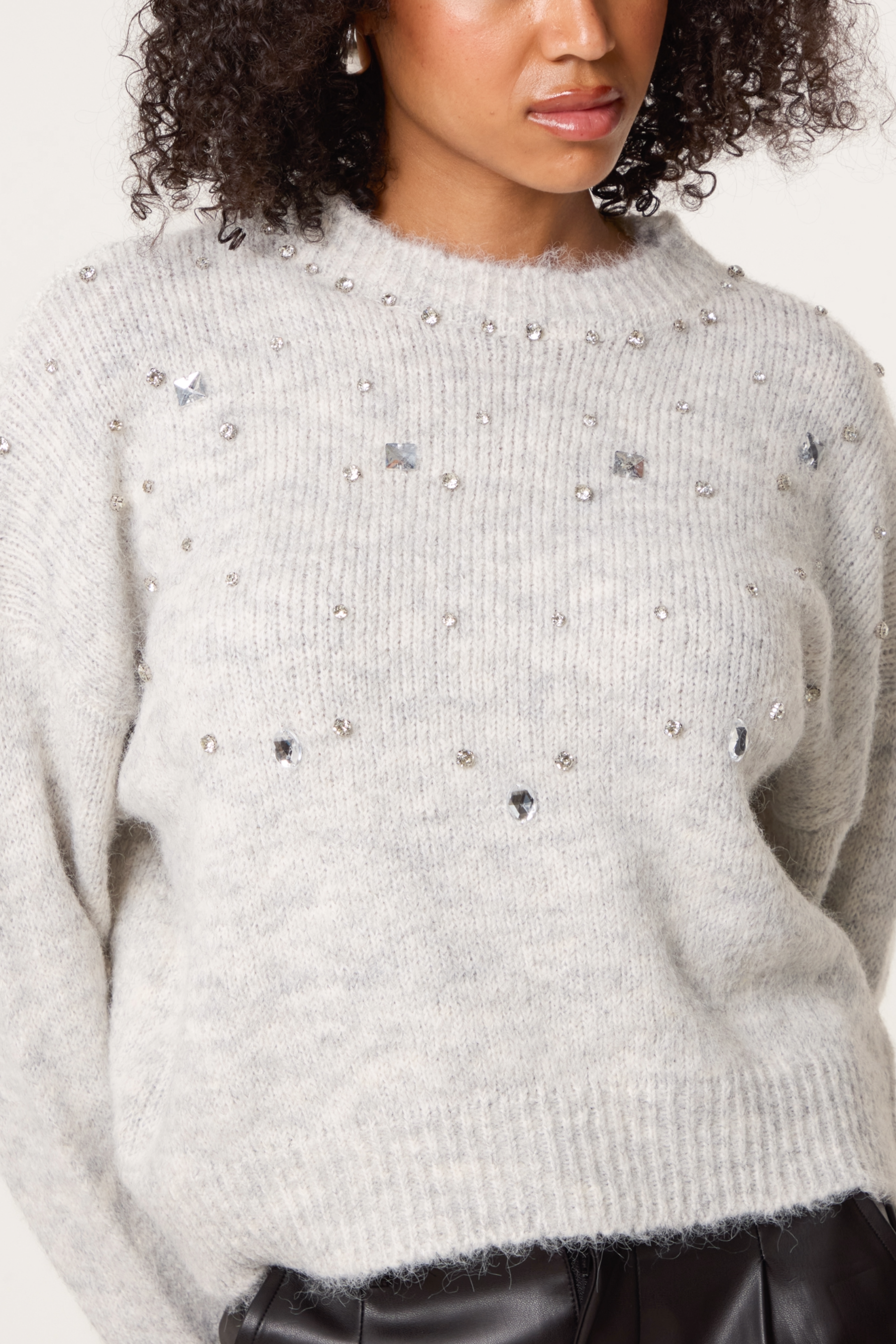 Diamante Round Neck Knit Jumper