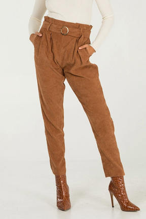 Cord Belted Paperbag Waisted Trousers