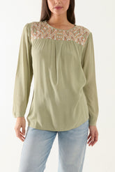 Long Sleeve Embroidered Top