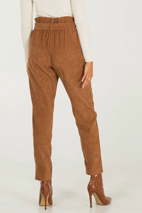 Cord Belted Paperbag Waisted Trousers