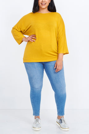 Curve Button Back Long Sleeve Top