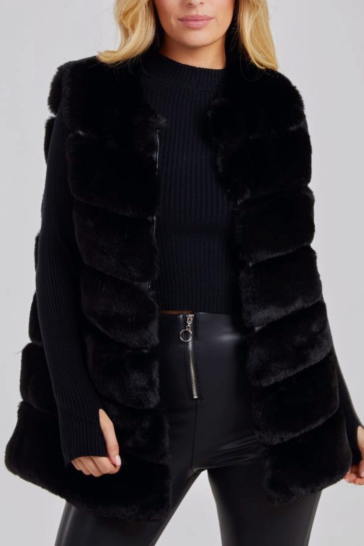 Black Pelted Fur Gilet