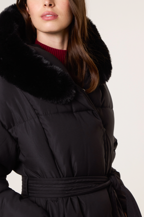 Long Puffer Fur Hood Coat