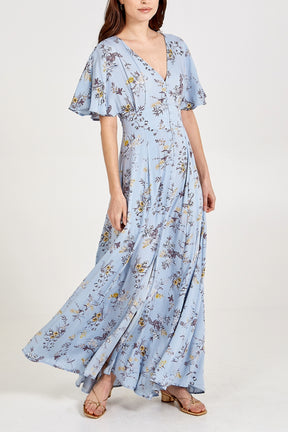 Floral Print Button Through Maxi Dress