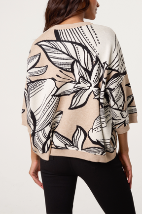 Jacquard Leaf & Flower Knit Jumper