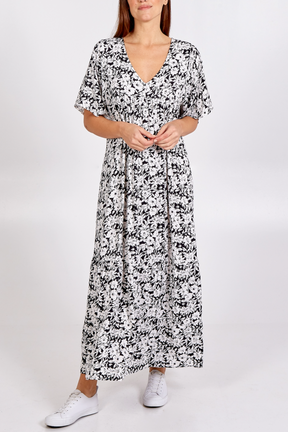 Floral Print V-Neck Maxi Dress