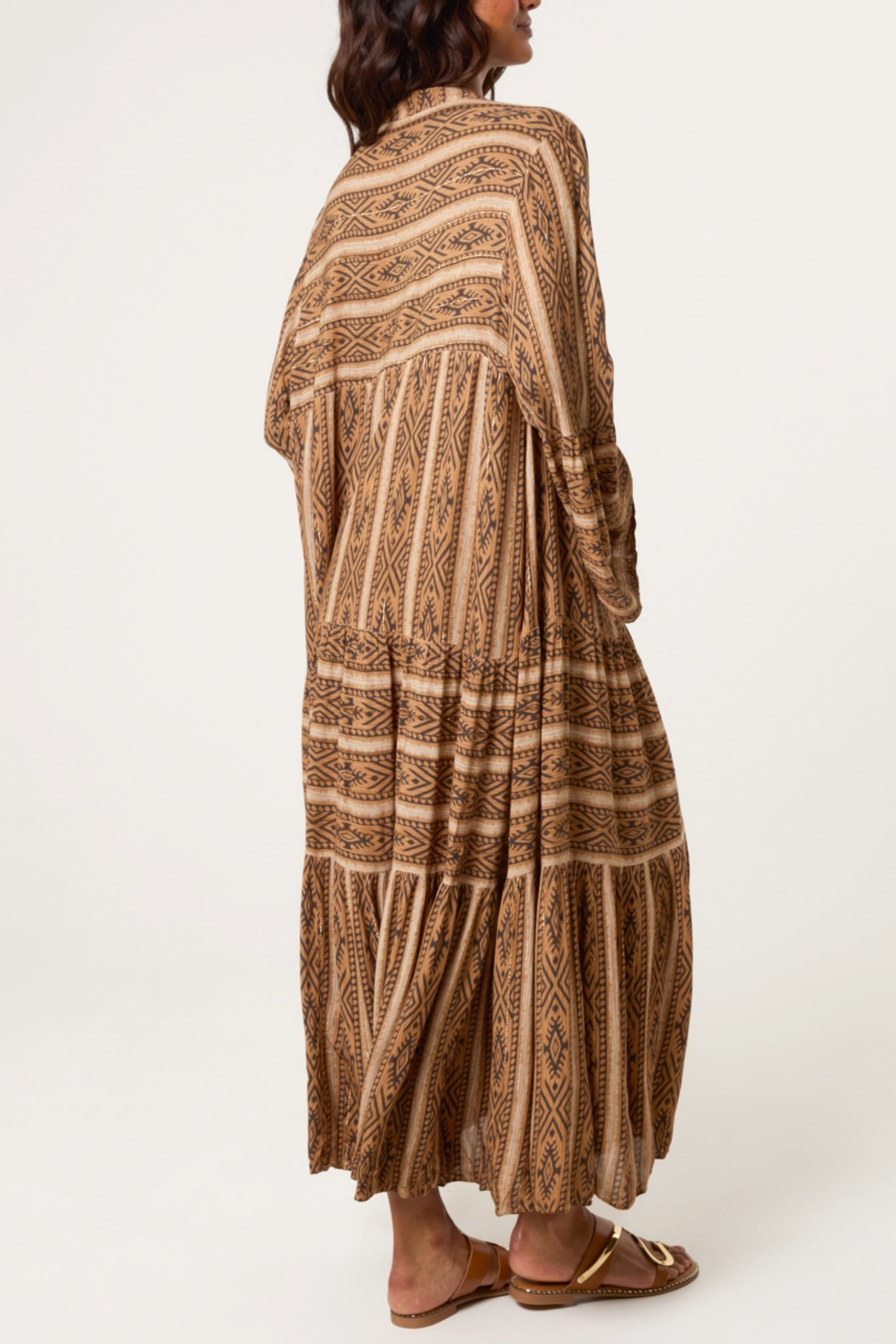 Metallic Aztec Tunic Long Dress