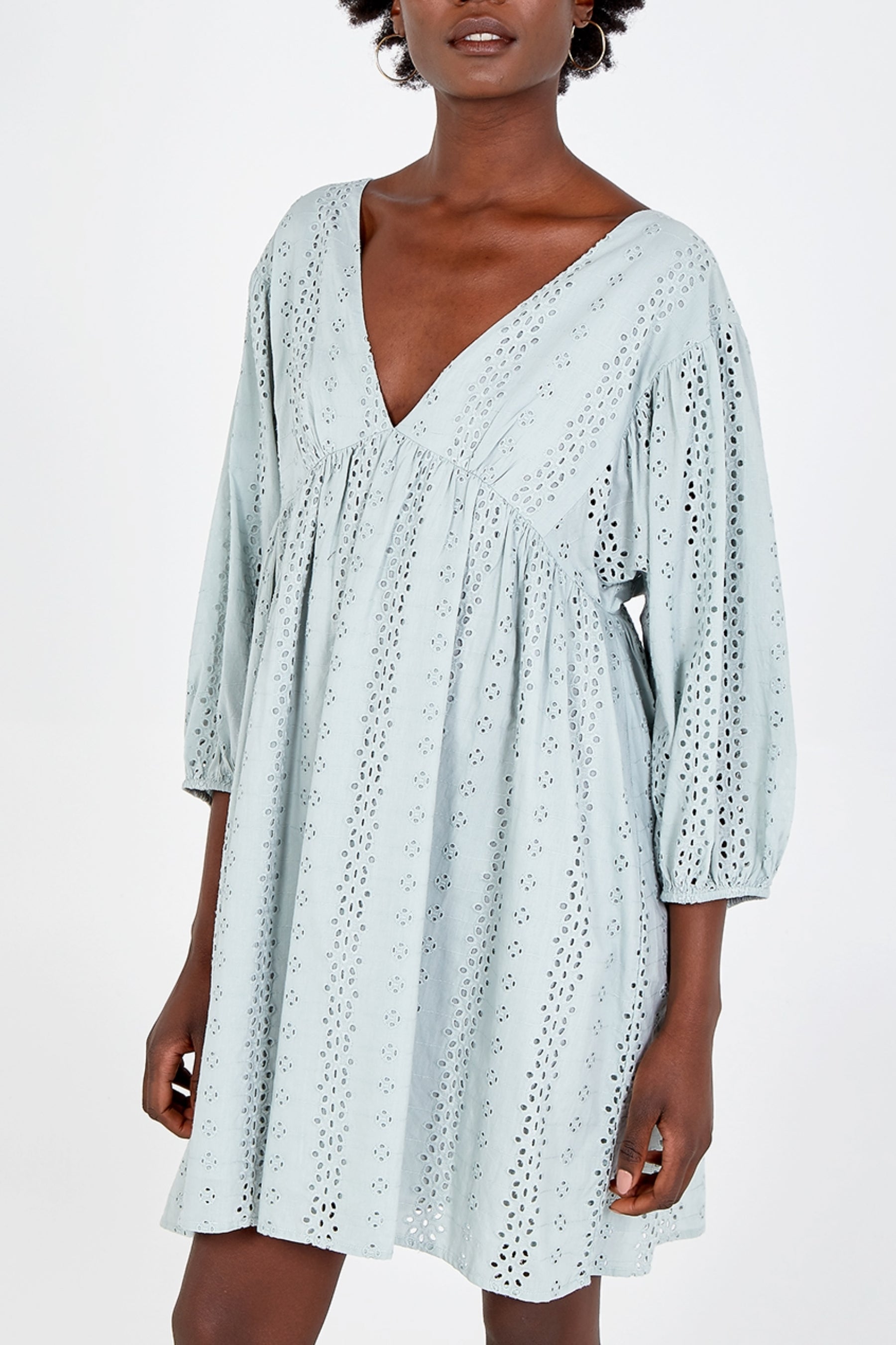 Mint Plunge Babydoll Mini Dress