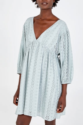 Mint Plunge Babydoll Mini Dress