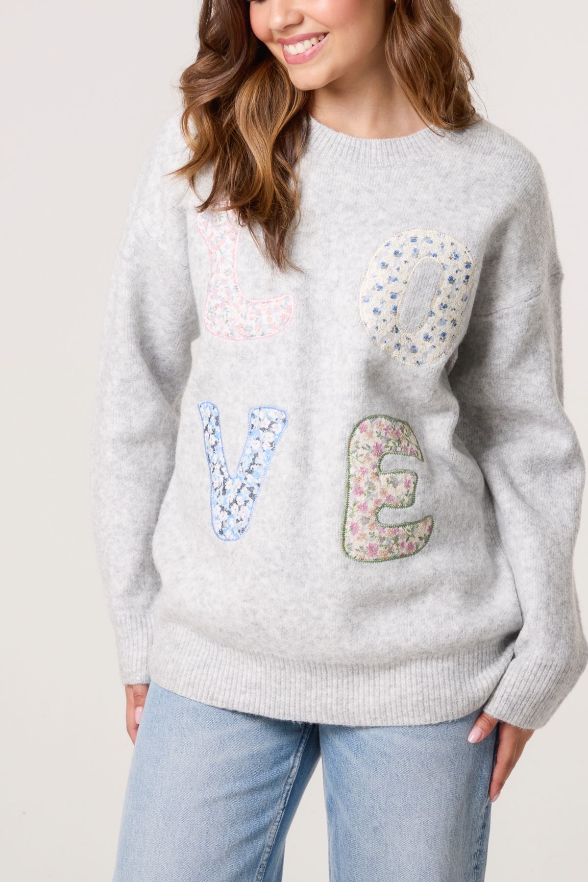 Embroidered Flower 'LOVE' Knit Jumper