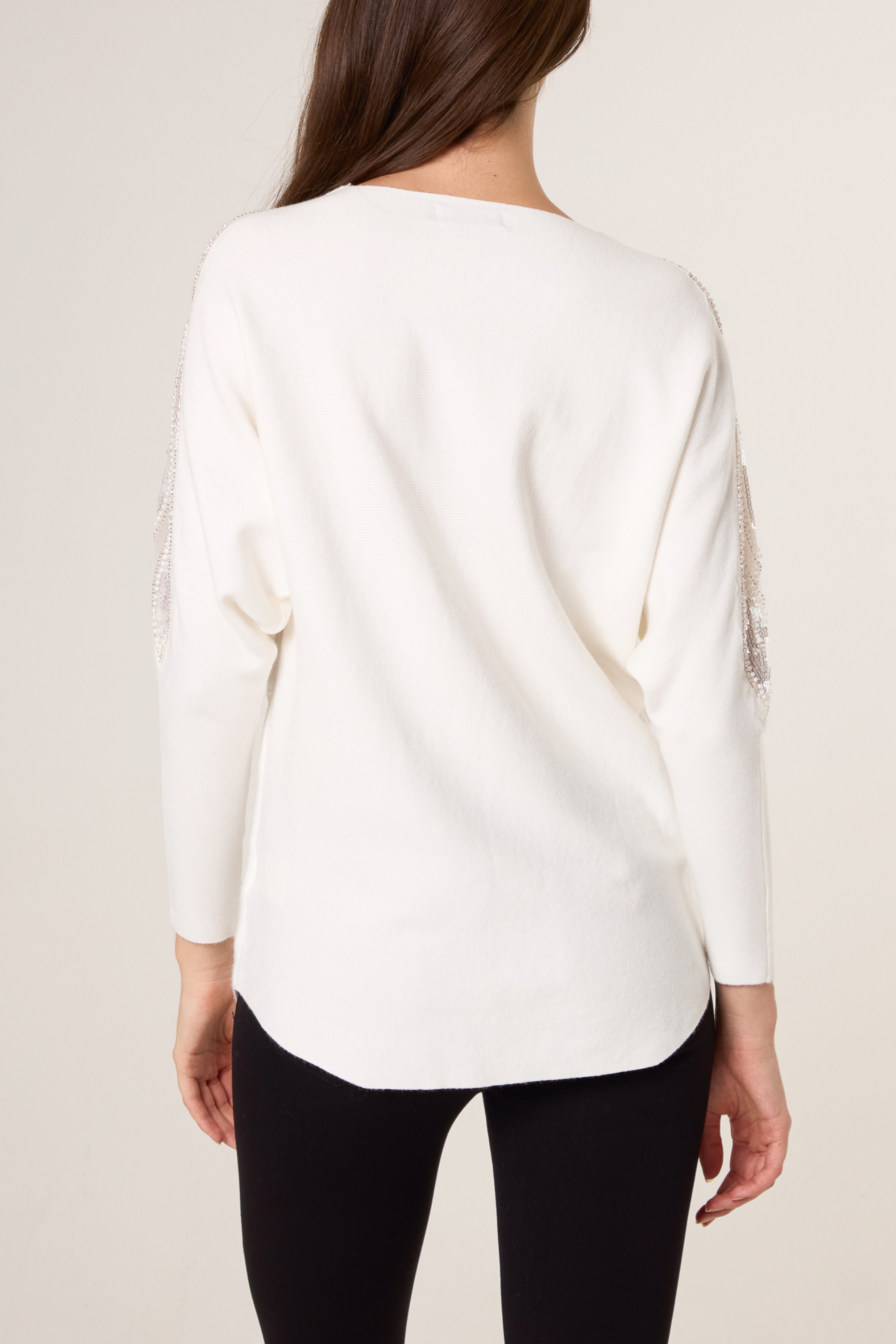 Embellished Cut Out Shoulder Jumper
