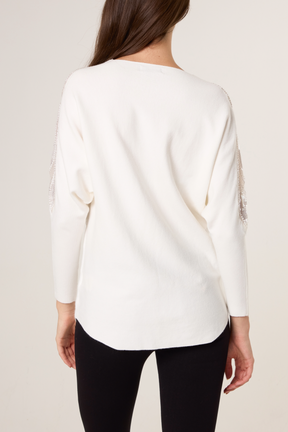 Embellished Cut Out Shoulder Jumper