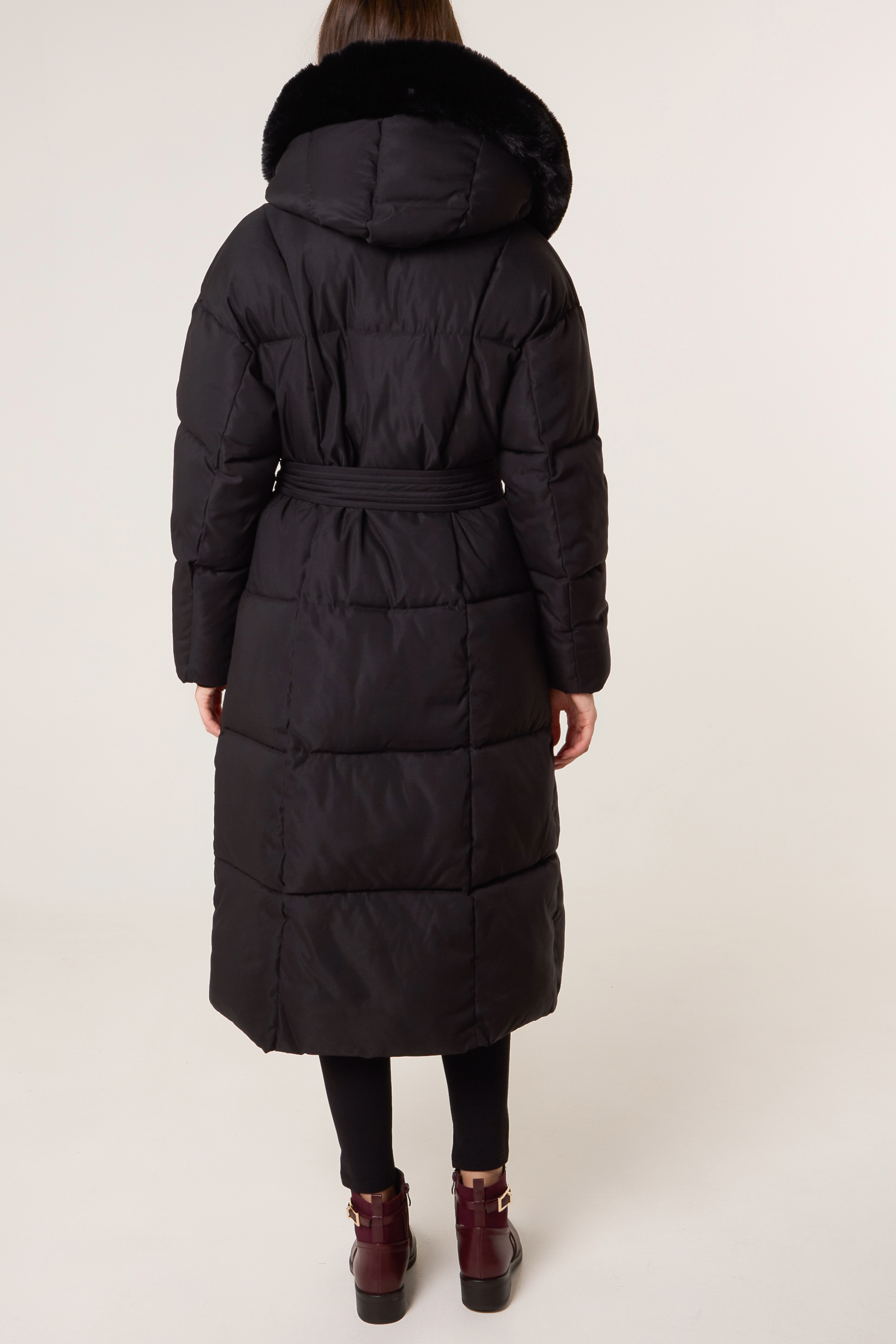 Long Puffer Fur Hood Coat