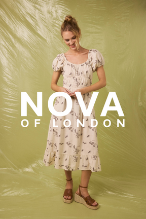 Leaf Embroidery Milkmaid Midi Dress