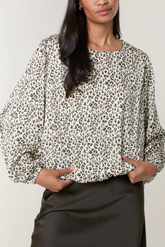 Animal Print Round Neck Bubble Top