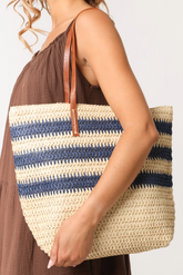 Stripe Woven Tote Bag