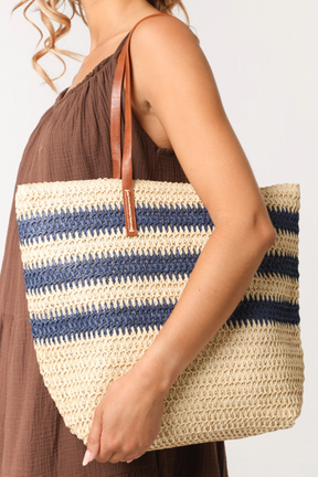 Stripe Woven Tote Bag