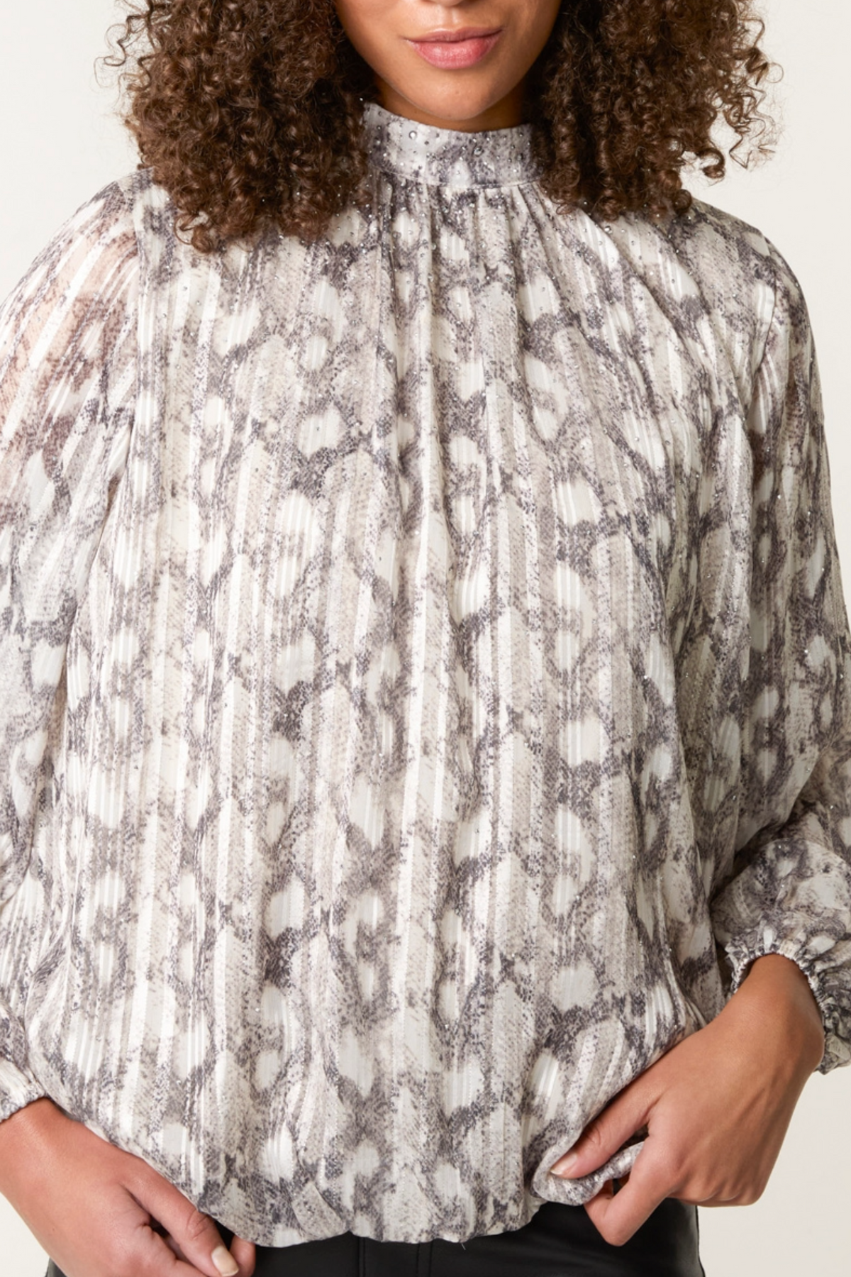 Diamante Snake Puffball Top