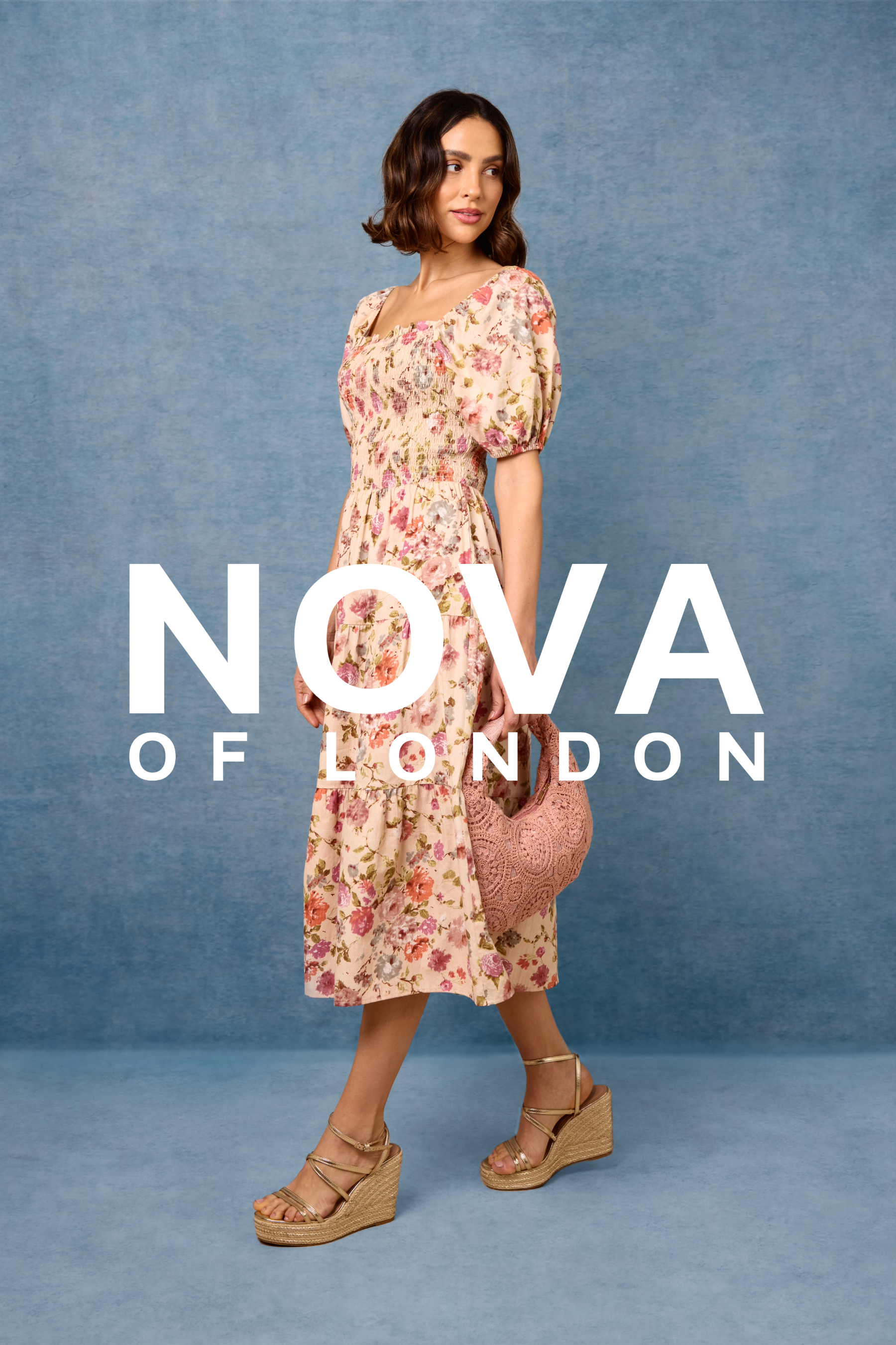 Floral Shirred Bust Puff Sleeve Dress