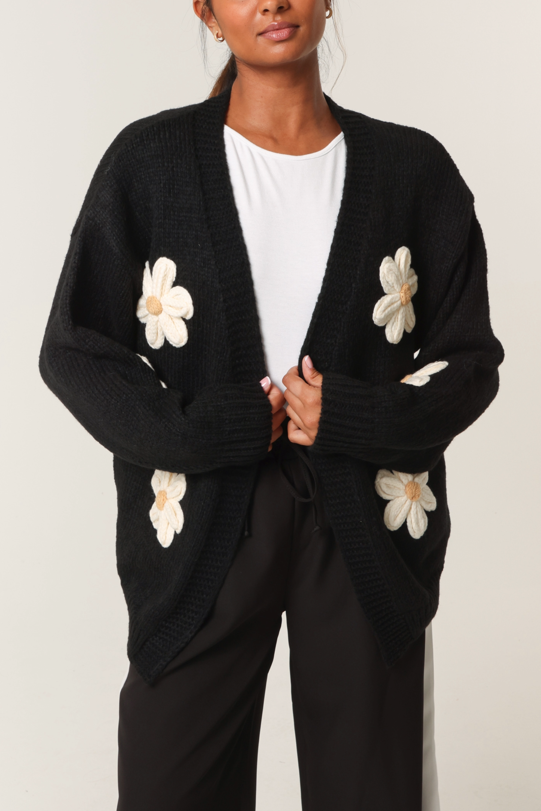 Daisy Knit Flower Cardigan