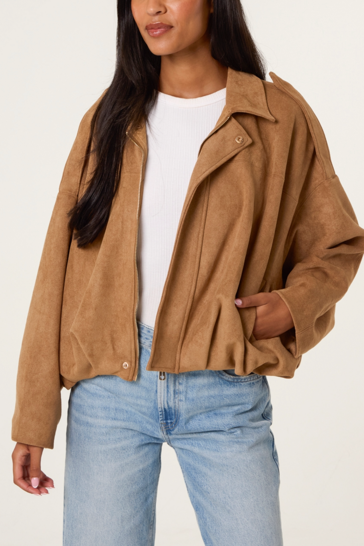 Suedette Puffball Jacket