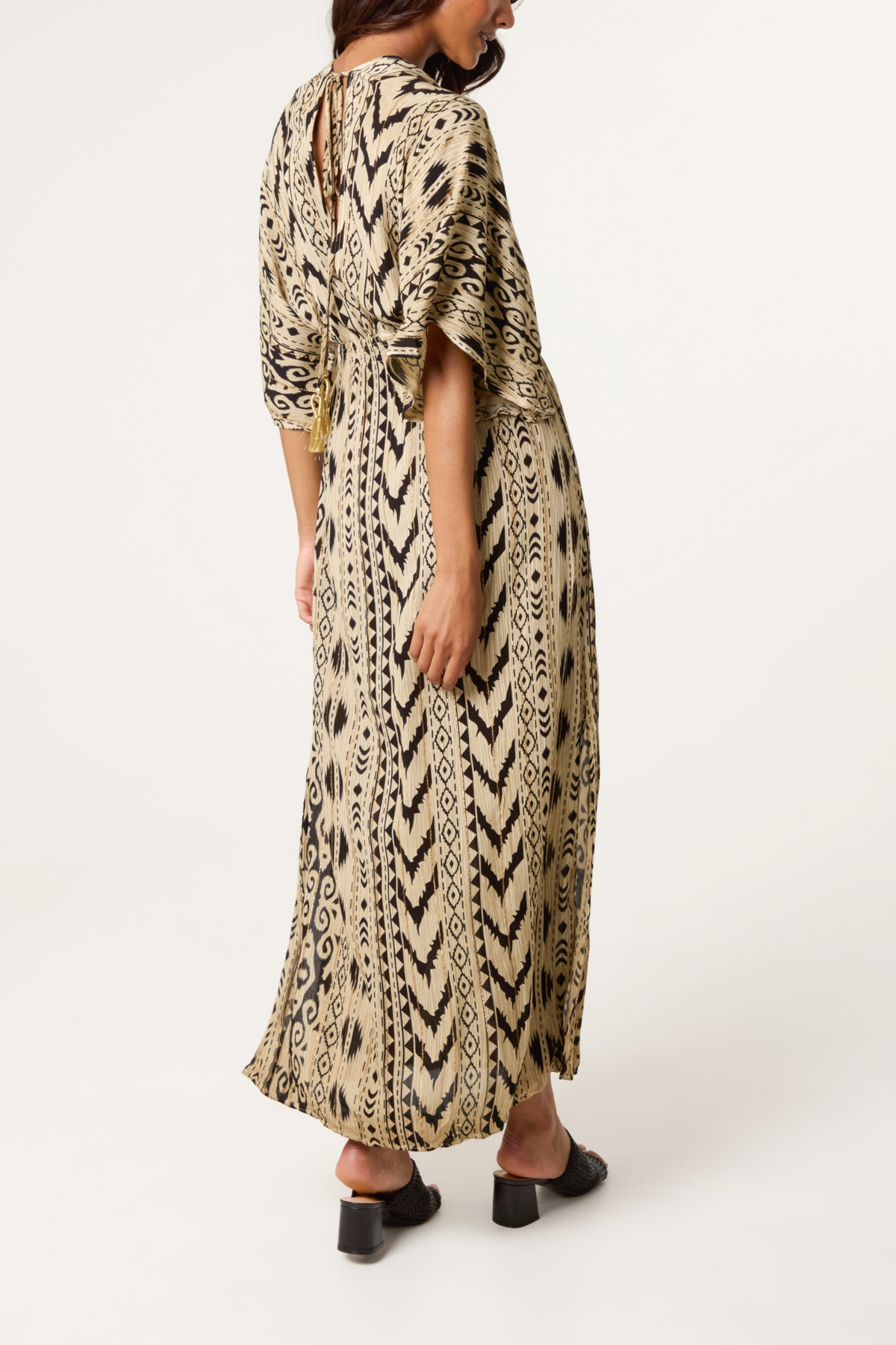 Double V Metallic Aztec Maxi Dress