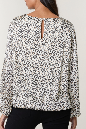 Animal Print Round Neck Bubble Top