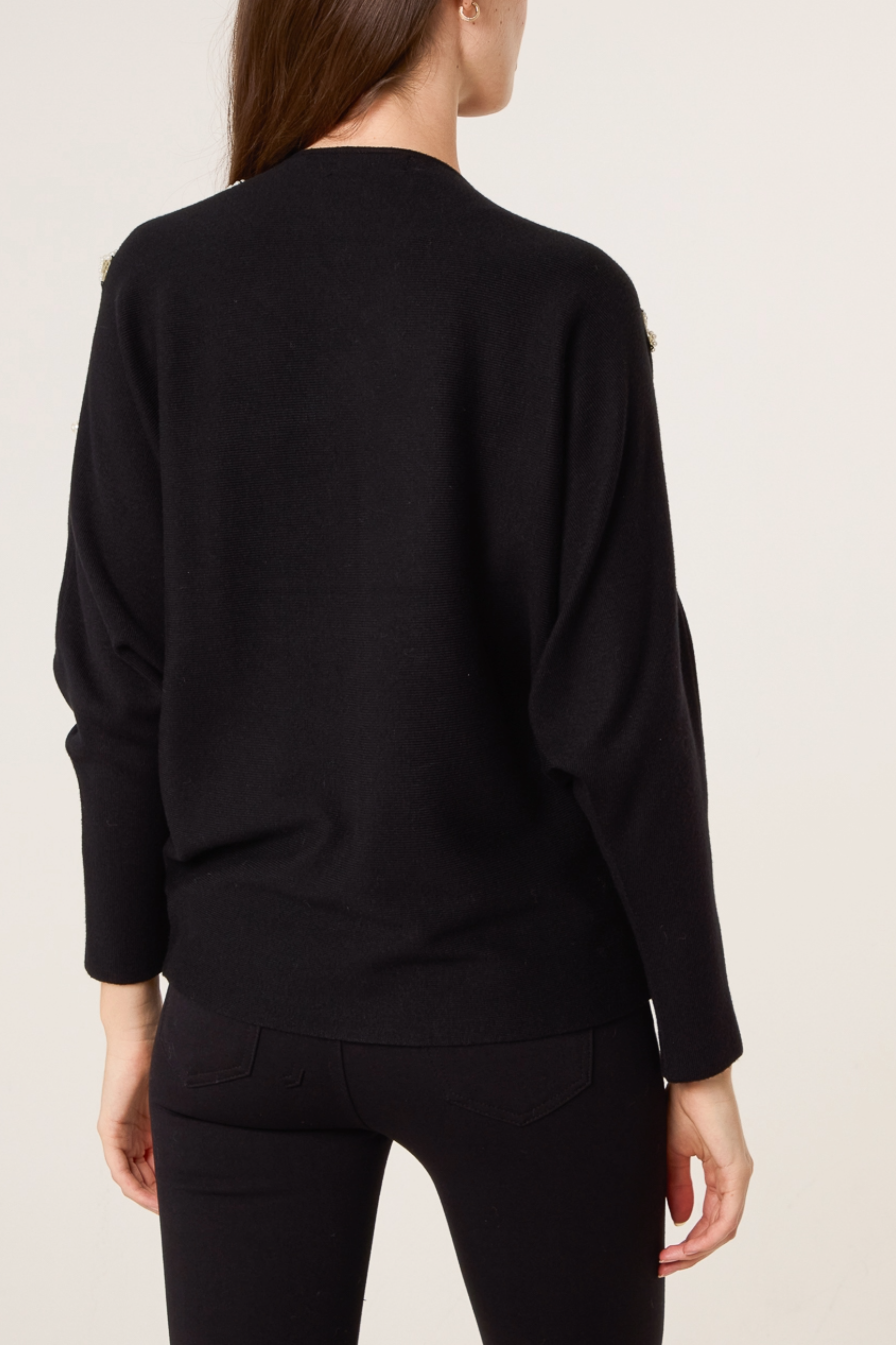 Pearl Bow Cut Out Sleeve Jumper