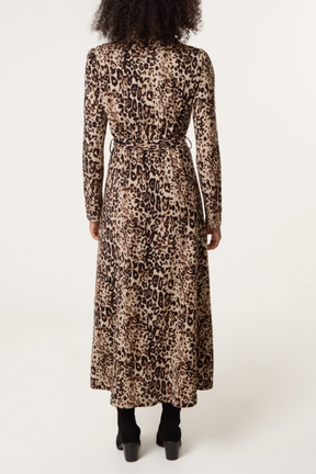 Animal Print Belted Shirt Dress