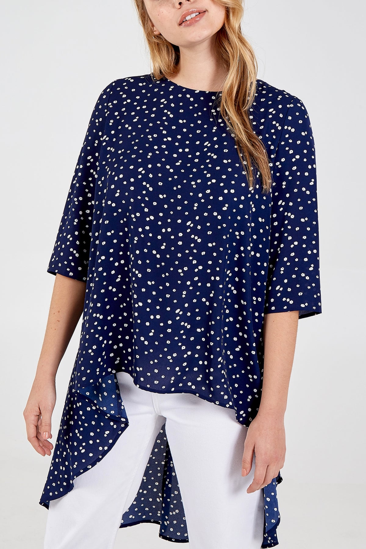 Polka Dot Print High Low Top