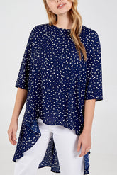 Polka Dot Print High Low Top