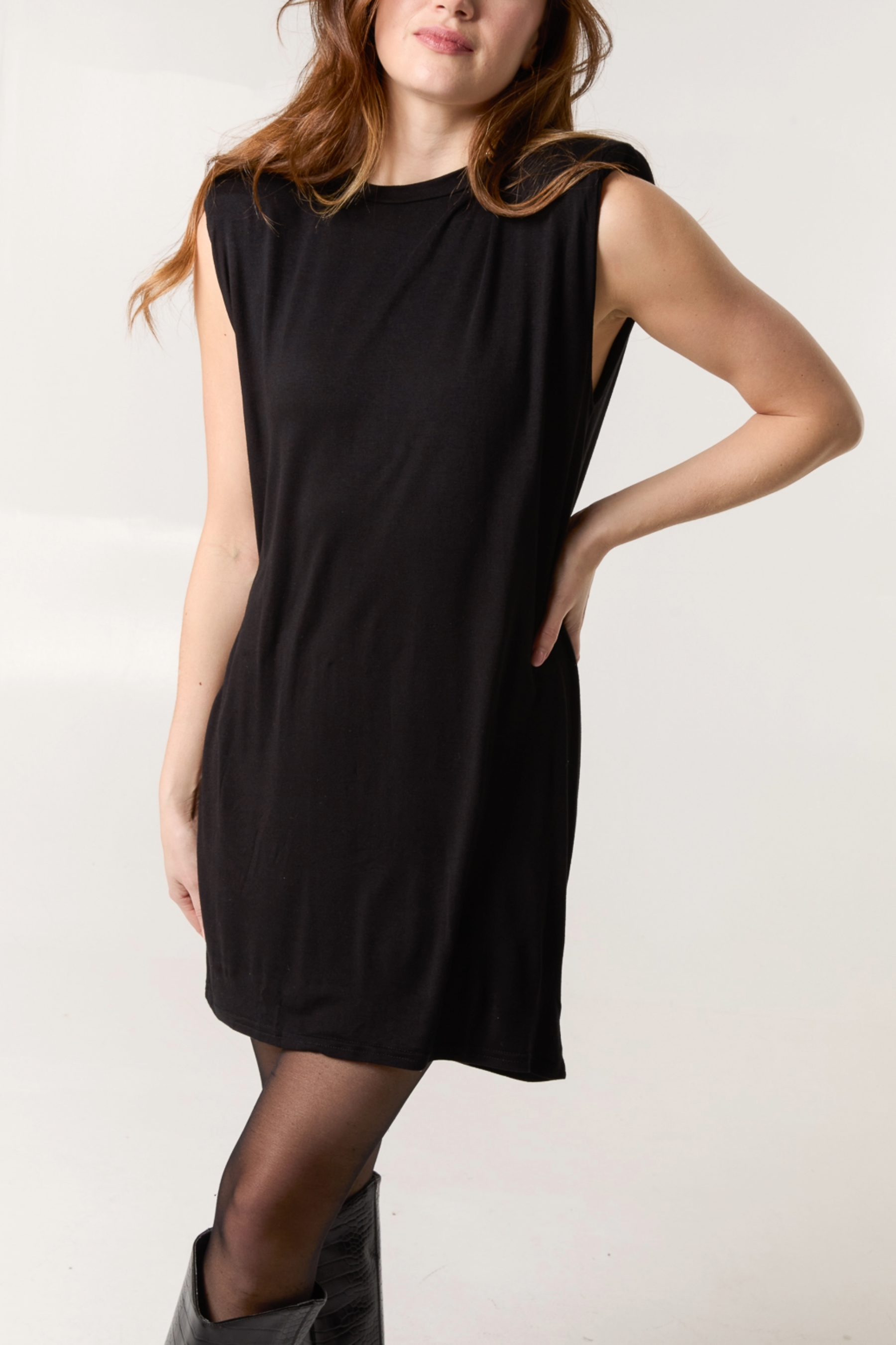 Sleeveless Plain Mini Dress