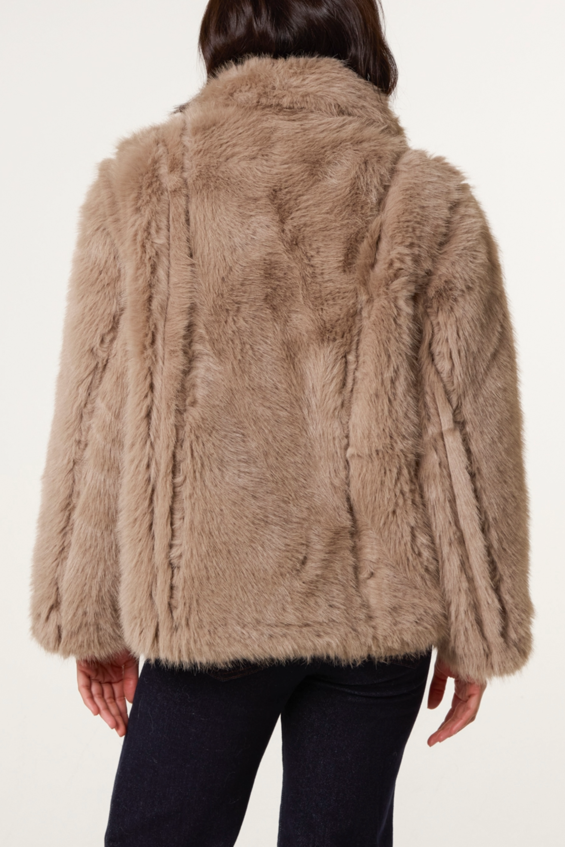 Reversible Double Button Faux Fur Coat
