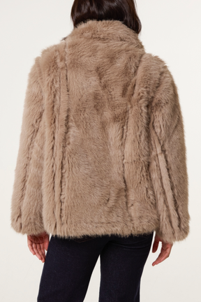 Reversible Double Button Faux Fur Coat
