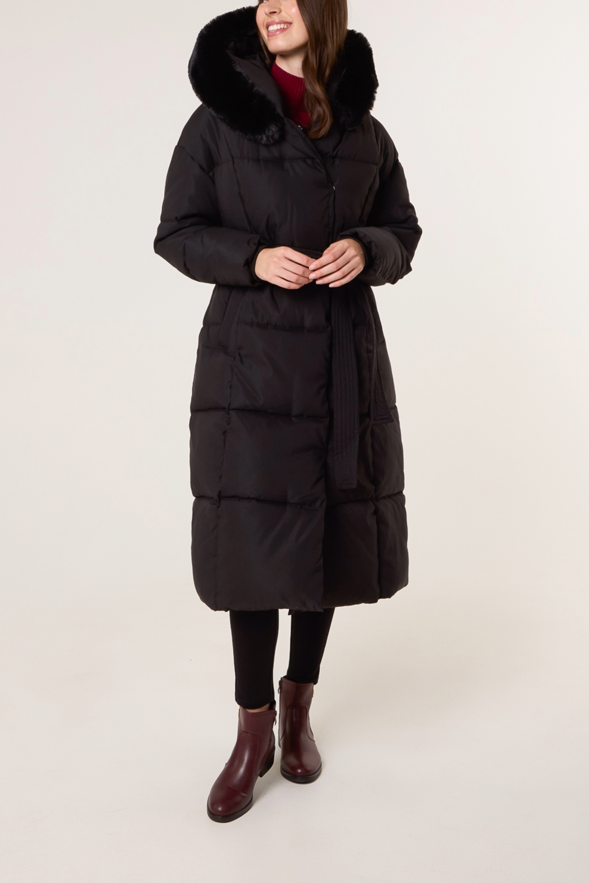 Long Puffer Fur Hood Coat